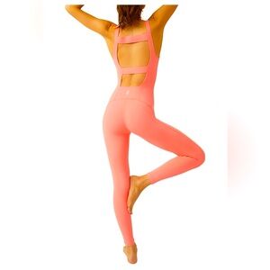 Free People Coral Pink Strappy Back Jumpsuit